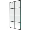 Mexen Next, vaňová zástena 1-krídlová 90 x 150 cm, fixné krídlo, 6 mm číre sklo s čiernym vzorom, chrómový profil, 895-090-000-00-77-01
