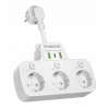 Predlžovací kábel Ineox LZW-3U, 3 zásuvky, 0,1 m, biely