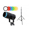 Fotověci Fotografické Spotlight LED Bodové Světlo s Barevným Filtrem 50W (8500LUX/0,5m) Portrét Video PhotoShoot + Stativ
