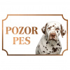 Dalmatínsky pes - Kovová tabuľka POZOR PES
