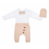 Baby Nellys 3-dielna sada Hubert, body s motýlikom, tepláčiky a čiapočka - béžový, veľ. 98 Baby Nellys