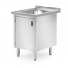 Hendi 813546 Stôl s drezom, skrinka s výklopnými dvierkami, rozmery 600x700x850 mm