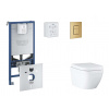 Grohe Rapid SLX Set predstenovej inštalácie, klozetu, dosky SoftClose a tlačidla Skate Cosmopolitan, Triple Vortex, kefovaný Cool Sunrise SANI11BB4106-GR