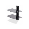 StarTech.com Dual Floating Wall-Mounted AV Shelves, Adjustable Height Shelf For Under TV, Organize A/V Equipment On Black Tempered Glass Shelves - Police - pro komponenty audio/video - hliník, ocel, p