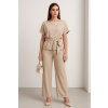 Factory Béžový dvojdielny komplet s opaskom – elegantný outfit Daisy Farba: Bežová, Veľkosť: L/XL