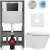 CERANO - Závesné WC s bidetom Cronus Standard - biela lesklá - tlačidlo Prime/Maxio, čierne - voľne stojace - predstenová inštalácia / sadrokartón - 59,3x38,4 cm