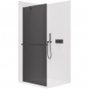 CERANO - Sprchová zástena Walk-in Onyx YL/P - 8 mm + polička/držiak na uteráky - čierna matná, grafitové sklo - 100x200 cm