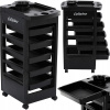 Pomocný stolík Calissimo čierny 80,5x32x44 cm s 5 policami a kolieskami