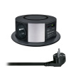 Solight 3z + USB A + C 20W PD, Wireless 10W, výsuvný blok zásuviek, 2m, čierny