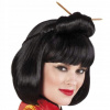 Kostým, maska - Parochňa s krátkym vlasom čierna aster s treskami (Parochňa Geisha Japonský kostým Chinka Masguise)