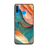Lesklý kryt Mobiwear Glossy - Huawei P30 Lite - G025G - Azurový a oranžový mramor (Prémiové lesklé pouzdro, obal, kryt Mobiwear Glossy na mobil Huawei P30 Lite - G025G - Azurový a oranžový mramor, mat