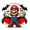 CUKROVÁ TLAČ jedlý obrázok na tortu Cukrová hmota Super Mario Upír + MENO