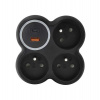 Solight rozbočka, 3x 15A, USB A+C rychlonabíječka 20W PD, matná černá (P106CB-PD20)