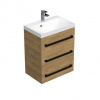 Swiss aqua technologies Koupelnová skříňka s černou úchytkou a umyvadlem SAT Cube Way 60x76,5x40 cm dub Hickory mat CUBE2C603DH