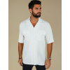 Biela pánska viskózová košeľa s krátkym rukávom KX1086 L