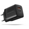 AXAGON ACU-PQ20 ACU-PQ20 AC adaptér 20 W, 2x port (USB-A + USB-C), PD3.0/PPS/QC4+/AFC/Apple, čierny ACU-PQ20