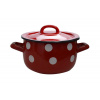 Hrniec 16cm/1,7L s pokr., smalt červený, dekor BODKY WW