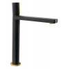 Sapho SOLITER KAISA stojánkova umývadlová batéria, vysoká, 235mm, čierna/zlato mat ZT092