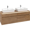 VILLEROY & BOCH Legato závesná skrinka pod dve umývadlá na dosku, 4 zásuvky, s LED osvetlením, 1600 x 500 x 550 mm, Oak Kansas, B677L0RH
