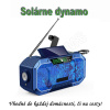 Multifunkčné solárne LED dynamo s kľukou, powerbankou, rádiom, bluetooth a displejom - vojenská modrá