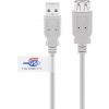 Kábel USB 2.0 A-A M/F 1.8m, High Speed, predlžovací, sivý, CERT