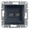 Asfora - Zásuvka telefonní 2xRJ11, antracit, EPH4200171 (Schneider Electric, Asfora, antracit)