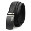 Pánsky čierny kožený opasok s matnou automatickou prackou – šírka 3,5 cm