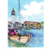 TSvetnoy, LG064e, Diamond painting - diamantové maľovanie, 40 x 50 cm, Prímorské mestečko