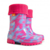 DEMAR TWISTER LUX PRINT 0039C / Detské zateplené čižmy - ružová 34-35