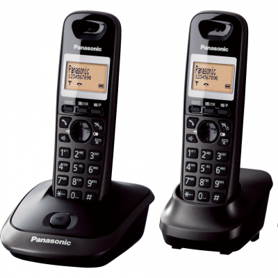 Panasonic KX-TG2512 bezdrôtový telefón DECT 2 (vysoká kvalita hovoru, podsvietený 1,4-palcový LCD displej, handsfree), čierny