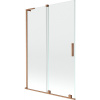 Mexen Velar L, 2-krídlová posuvná vaňová zástena 120 x 150 cm, 8mm číre sklo, medená matná, 896-120-003-01-65