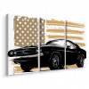 Obrázok triptychu čierne Auto vlajka USA Retro 60x40 (Obrázok triptychu čierne Auto vlajka USA Retro 60x40)