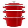 Staub Cocotte 3-dielna súprava liatinového hrnca, panvice a zapekacej misy 24 cm, čerešňa, 40508-387