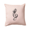 Husľový kľúč kvety - Vankúš 50x50 - 50x50 - Vrátane výplne ( Svetloružová )