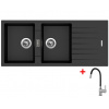 Granitový drez Sinks PERFECTO 1160 DUO Metalblack + batéria FLEXIA
