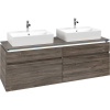 VILLEROY & BOCH Legato závesná skrinka pod dve umývadlá na dosku, 4 zásuvky, s LED osvetlením, 1600 x 500 x 550 mm, Stone Oak, B677L0RK