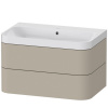 DURAVIT Happy D.2 Plus c-shaped závesná skrinka s nábytkovým umývadlom bez otvoru, 2 zásuvky, 775 x 490 x 480 mm, taupe matná lakovaná, HP4347N6060