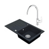 Granitový drez Vima s batériou Grohe Bau Loop 480x780 mm antracit