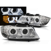 BMW E90 / E91 09-11 - predné chrom svetlá s ANGEL EYES 3D s LED blikačom pre xenon AFS