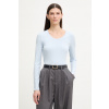 Calvin Klein tričko s dlhým rukávom dámske s modalom LV044D235G modrá M