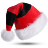 Citétoile Plyšová mikulášska čiapka červeno-čierna – zamatová čiapka s bielym lemom, dvojitou podšívkou a brmbolcom