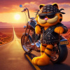 CUKROVÁ TLAČ jedlý obrázok na tortu Cukrová hmota Mačka Garfield Motor Motocycle