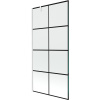 Mexen Next, vaňová zástena 1-krídlová 90 x 150 cm, fixné krídlo, 6 mm číre sklo s čiernym vzorom, biely profil, 895-090-000-00-77-20