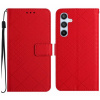 Peňaženkové kožené puzdro Rhombic Grid Texture na Galaxy A15 4G/ 5G - Červená