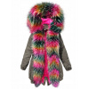 Fashionweek Zimní Exkluzívna bundička parka s kožušinkou RAINBOW F216 Farba: Multicolor, Veľkosť: S