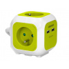 Predlžovací kábel 4G ORNO OR-AE-13144/L, 4x 230V, 2x USB nabíjací, prívod 1,4m, farba limetka