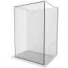 Mexen Kioto, sprchová zástena Walk-In 140 x 200 cm, 8mm sklo čierny vzor, zlatý matný profil, 800-140-002-55-70