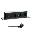 Solight 3z + USB A + C výsuvný blok zásuviek, 2m, nerez oceľ