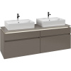 VILLEROY & BOCH Legato závesná skrinka pod dve umývadlá na dosku, 4 zásuvky, s LED osvetlením, 1600 x 500 x 550 mm, Truffle Grey, B677L0VG