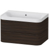 DURAVIT Happy D.2 Plus c-shaped závesná skrinka s nábytkovým umývadlom bez otvoru, 2 zásuvky, 775 x 490 x 480 mm, orech kartáčovaný, HP4347N6969